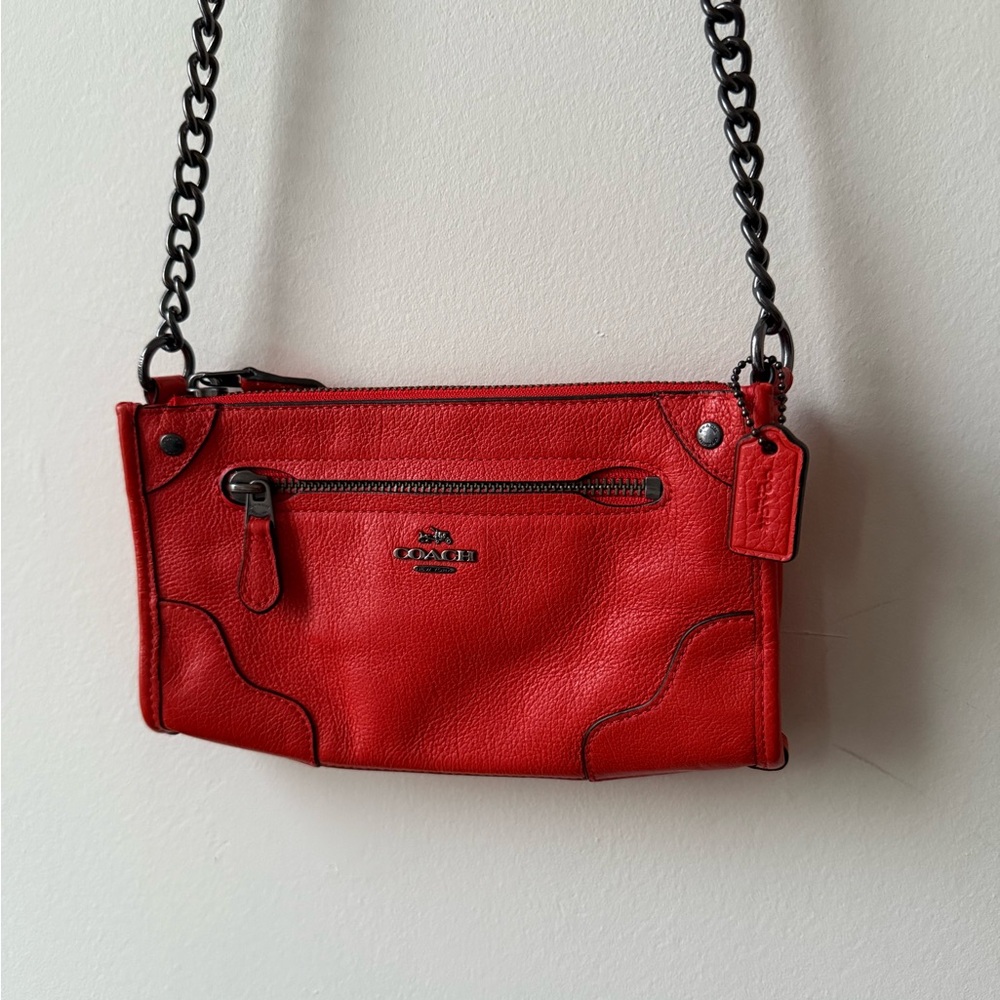 Coach Orange Mickie Bag small crossbody purse like new w/ care instructions
